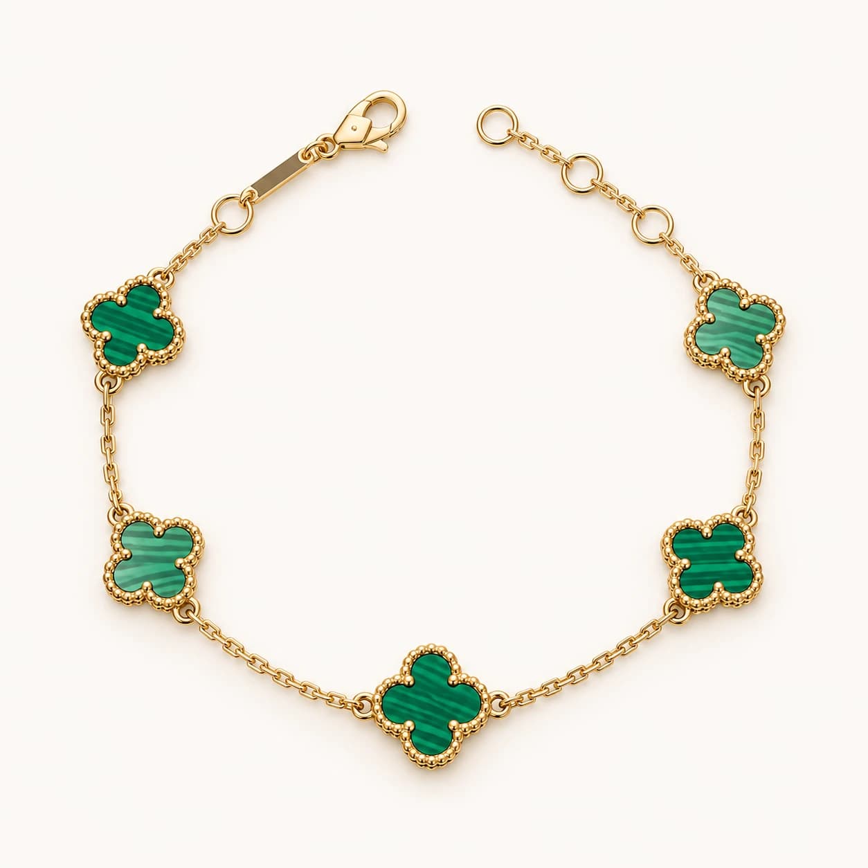 Malachite Clover Bracelet — Gold